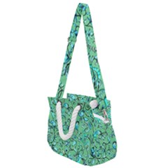 Green Flowers Rope Handles Shoulder Strap Bag