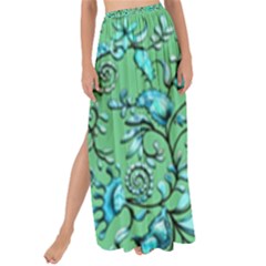 Green Flowers Maxi Chiffon Tie-up Sarong by ZeeBee