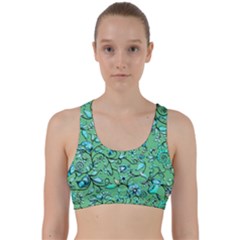 Green Flowers Back Weave Sports Bra