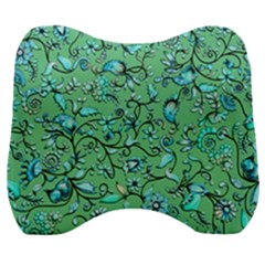 Green Flowers Velour Head Support Cushion