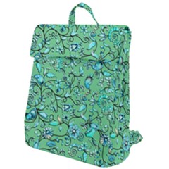 Green Flowers Flap Top Backpack