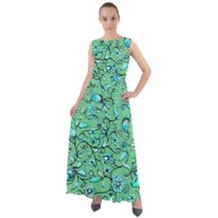 Green Flowers Chiffon Mesh Boho Maxi Dress