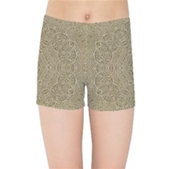 Wood In The Forest And Stars Mandala Kids  Sports Shorts by pepitasart