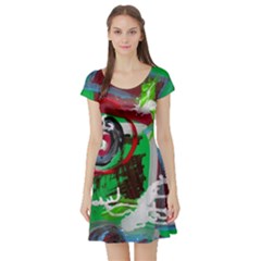 Happy Colors 1 1 Short Sleeve Skater Dress by bestdesignintheworld