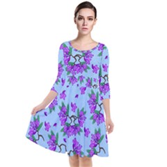 Jacaranda Quarter Sleeve Waist Band Dress