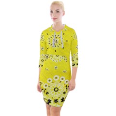 Grunge Yellow Bandana Quarter Sleeve Hood Bodycon Dress by dressshop
