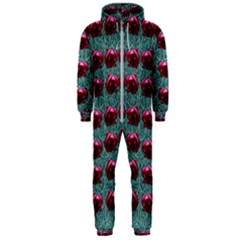 Forest Roses On Decorative Wood Hooded Jumpsuit (men)  by pepitasart