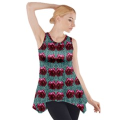 Forest Roses On Decorative Wood Side Drop Tank Tunic by pepitasart