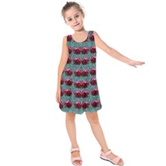 Forest Roses On Decorative Wood Kids  Sleeveless Dress by pepitasart