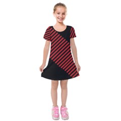 Bandes Lignes Rouge Kids  Short Sleeve Velvet Dress by kcreatif