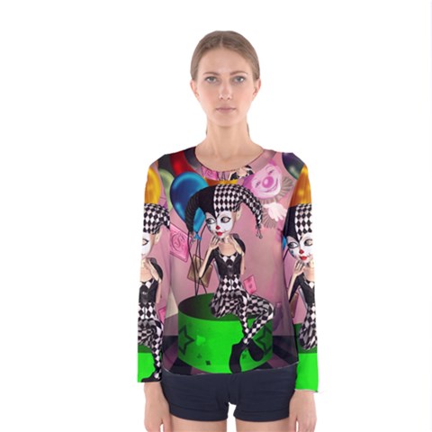 Cute Little Harlequin Women s Long Sleeve Tee by FantasyWorld7