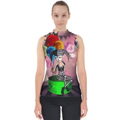 Cute Little Harlequin Mock Neck Shell Top by FantasyWorld7