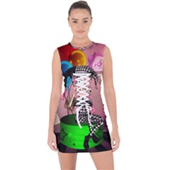 Cute Little Harlequin Lace Up Front Bodycon Dress by FantasyWorld7