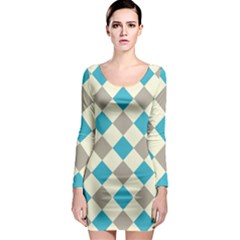 Background Graphic Wallpaper Stylized Colorful Fun Geometric Design Decor Long Sleeve Bodycon Dress