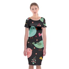 Birds Cute Pattern Background Classic Short Sleeve Midi Dress