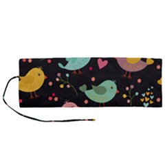 Birds Cute Pattern Background Roll Up Canvas Pencil Holder (m)