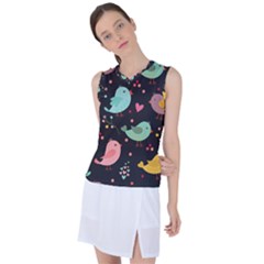 Birds Cute Pattern Background Women s Sleeveless Mesh Sports Top