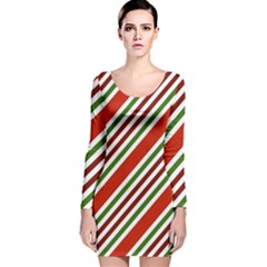 Christmas Color Stripes Long Sleeve Velvet Bodycon Dress