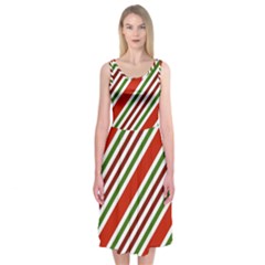 Christmas Color Stripes Midi Sleeveless Dress