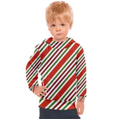 Christmas Color Stripes Kids  Hooded Pullover by Vaneshart