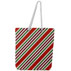 Christmas Color Stripes Full Print Rope Handle Tote (large) by Vaneshart