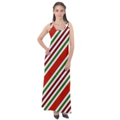 Christmas Color Stripes Sleeveless Velour Maxi Dress by Vaneshart