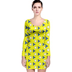 Pattern Yellow Pattern Texture Seamless Modern Colorful Repeat Long Sleeve Velvet Bodycon Dress by Vaneshart