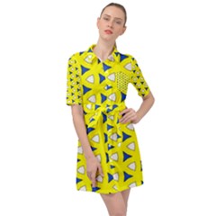 Pattern Yellow Pattern Texture Seamless Modern Colorful Repeat Belted Shirt Dress by Vaneshart