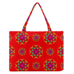 Geometric Design Decor Decorative Repeating Pattern Seamless Zipper Medium Tote Bag