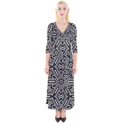 Grid Pattern Backdrop Seamless Design Geometric Patterns Line Quarter Sleeve Wrap Maxi Dress by Vaneshart