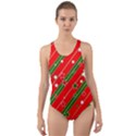 Christmas Paper Star Texture Cut-Out Back One Piece Swimsuit View1