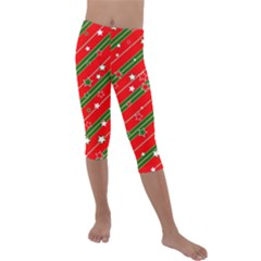 Christmas Paper Star Texture Kids  Lightweight Velour Capri Leggings  by Vaneshart