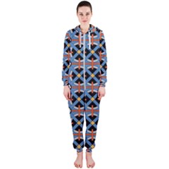 Pattern Weave Background Blue Red Black Hooded Jumpsuit (ladies) 