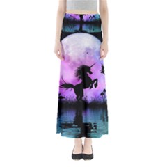 Wonderful Unicorn With Fairy In The Night Full Length Maxi Skirt by FantasyWorld7