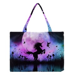 Wonderful Unicorn With Fairy In The Night Medium Tote Bag by FantasyWorld7