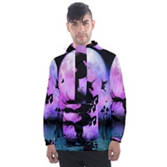 Wonderful Unicorn With Fairy In The Night Men s Front Pocket Pullover Windbreaker by FantasyWorld7