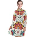 Baatik Print  Long Sleeve Chiffon Shirt Dress View1