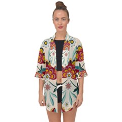 Baatik Print  Open Front Chiffon Kimono