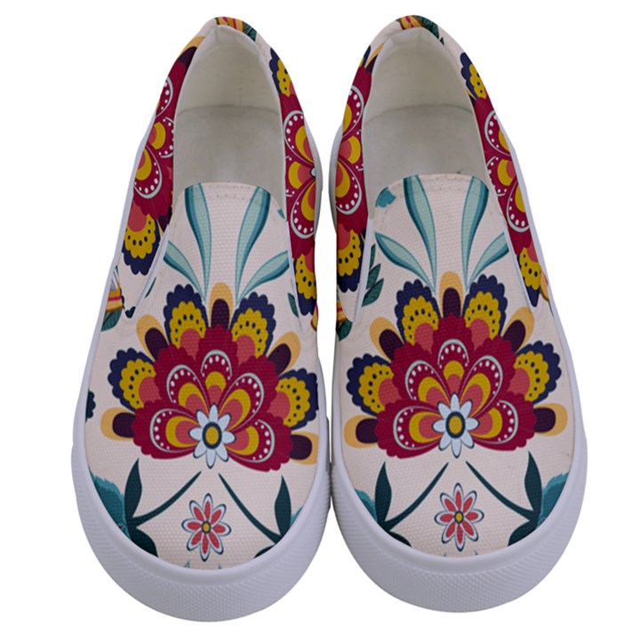 Baatik Print  Kids  Canvas Slip Ons