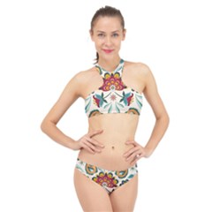 Baatik Print  High Neck Bikini Set by designsbymallika