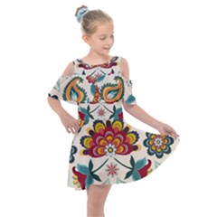 Baatik Print  Kids  Shoulder Cutout Chiffon Dress by designsbymallika