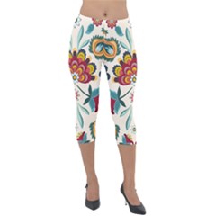 Baatik Print  Lightweight Velour Capri Leggings  by designsbymallika