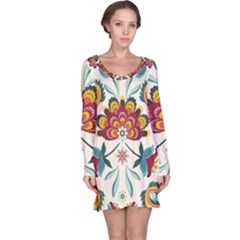 Baatik Print  Long Sleeve Nightdress