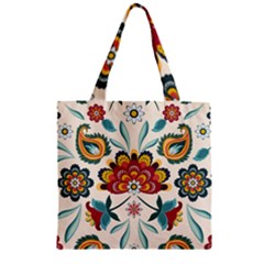 Baatik Print  Zipper Grocery Tote Bag