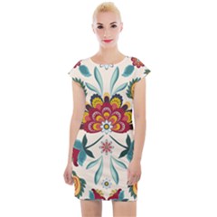 Baatik Print  Cap Sleeve Bodycon Dress by designsbymallika