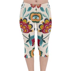 Baatik Print  Velvet Capri Leggings  by designsbymallika