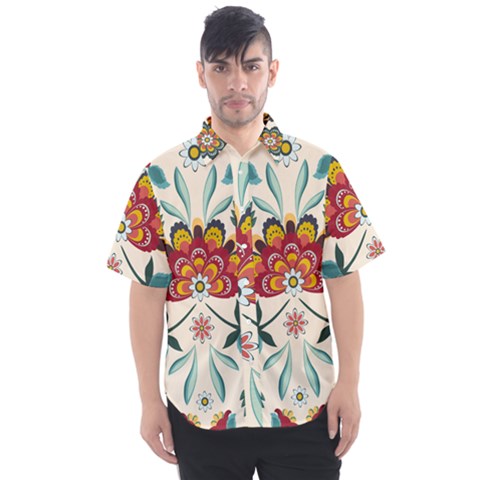 Baatik Print  Men s Short Sleeve Shirt by designsbymallika