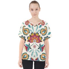 Baatik Print  V-neck Dolman Drape Top