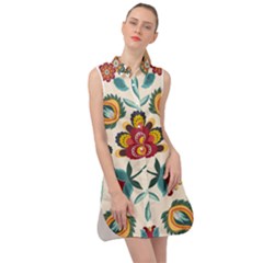 Baatik Print  Sleeveless Shirt Dress