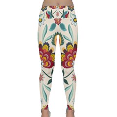 Baatik Print  Lightweight Velour Classic Yoga Leggings by designsbymallika